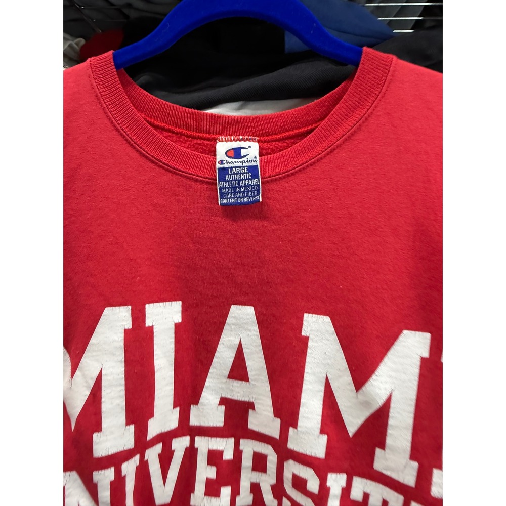 Champion Miami University Sweatshirt Mens Large Red Crewneck Fleece Pullover - Picture 3 of 7
